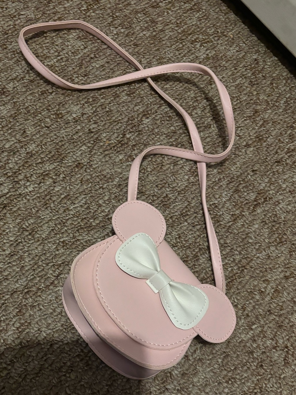 Kids Pink Minnie Bow Accent Crossbody Bag